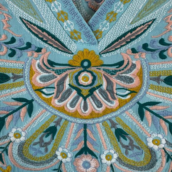 Soft Surroundings Blue River Island Embroidered Tunic 3/4 Sleeve Plus Size 2X - Picture 9 of 16